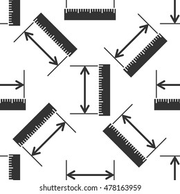 The measuring height and length icon. Ruler, straightedge, scale symbol icon pattern on white background. Vector Illustration
