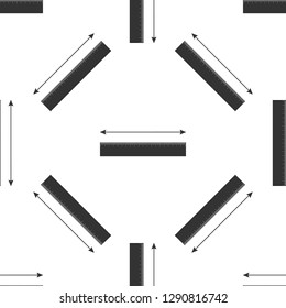 The measuring height and length icon seamless pattern on white background. Ruler, straightedge, scale symbol. Flat design. Vector Illustration