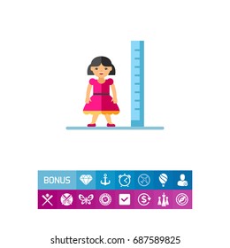 Measuring Height Of Little Girl Vector Icon