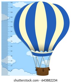 Measuring height scales on paper with balloon illustration