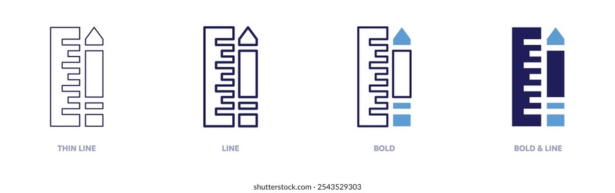 Measuring icon in 4 different styles. Thin Line, Line, Bold, and Bold Line. Duotone style. Editable stroke.