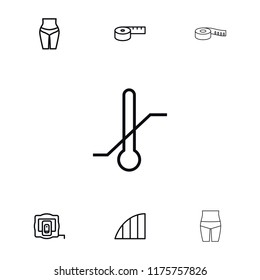 Measuring icon. collection of 7 measuring outline icons such as measure tape, waist fitness, thermometer. editable measuring icons for web and mobile.