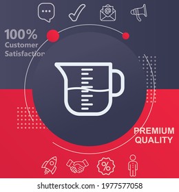 Measuring  icon. Customize your design with a navy and red colored background template