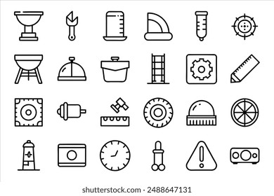 Measuring icon set. editable stroke outline icons set. vector illustration.
