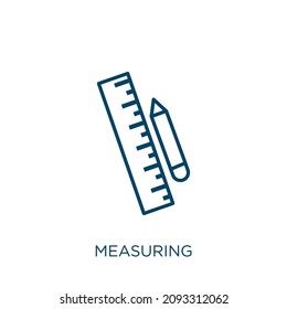 measuring icon. Thin linear measuring outline icon isolated on white background. Line vector measuring sign, symbol for web and mobile