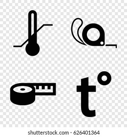 Measuring icons set. set of 4 measuring filled icons such as tape, thermometer, temperature