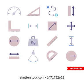 Measuring icons set of color types. Isolated vector sign symbols. Icon pack.