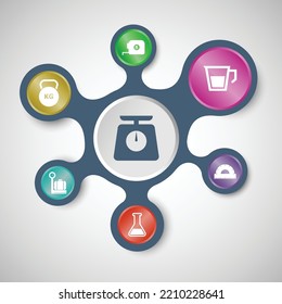 Measuring infographic templates with connected metaballs, stock vector