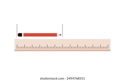 Instrumento de medida, Regla de distancia, geometría escolar, matemáticas, elemento métrico de medida, papelería, cinta métrica de medida, material escolar, medida de longitud, objeto usando Ilustración vectorial plana de Regla.