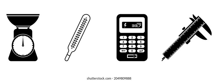 conjunto de iconos de instrumentos de medida, símbolo del símbolo del símbolo del vector del conjunto de iconos del equipo del medidor