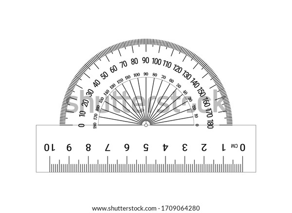 measuring instrument protractor on white background stock vector royalty free 1709064280