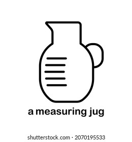 Icono de jarra y taza de medida, signo plano de contorno de cocina y elemento.