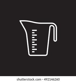 Measuring Jug, cup line icon, outline vector sign, linear pictogram isolated on black. logo illustration