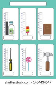 Measuring Length of the Objects with Ruler, worksheet for children, practice sheets, mathematics activities.