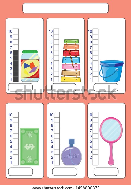 Measuring Length Objects Ruler Worksheet Children Stock Vector (Royalty