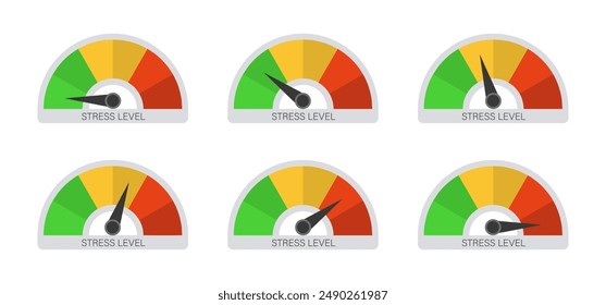 Measuring the level of stress. Set of icons with different indicators.