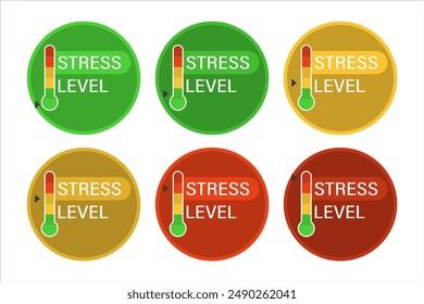 Measuring the level of stress. Set of icons with different indicators.
