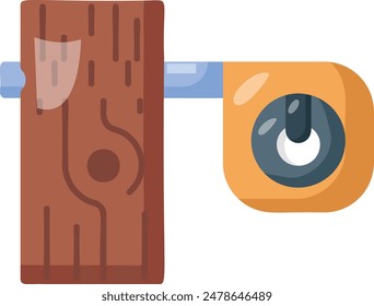 Measuring the Log with Logger Tape concept, Checking Size of Crooked tree vector color icon design, timber and lumber Symbol, forest Deforestation products Sign,mill yard saw works stock illustration