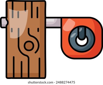 Measuring the Log with Logger Tape concept, Checking Size of Crooked tree vector outline design, timber and lumber Symbol, forest Deforestation products Sign,mill yard saw works stock illustration