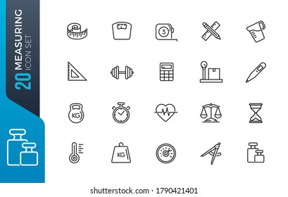 Measuring, measure elements - minimal thin line web icon set. Outline icons collection.