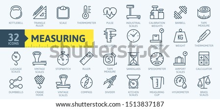 Measuring, measure elements - minimal thin line web icon set. Outline icons collection. Simple vector illustration.