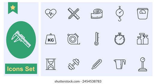 Measuring, measure icon set symbol collection, logo isolated vector illustration