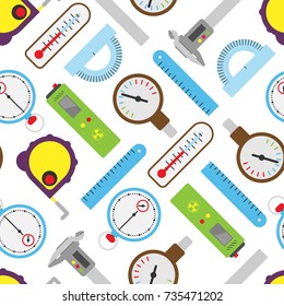 Measuring mechanism tools and electronic inspection devices engineering testing equipment seamless pattern background