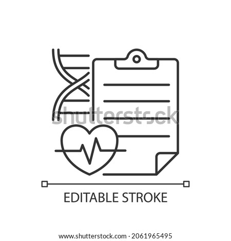 Measuring outcomes linear icon. Clinical trials results determination. Record research efficacy. Thin line customizable illustration. Contour symbol. Vector isolated outline drawing. Editable stroke