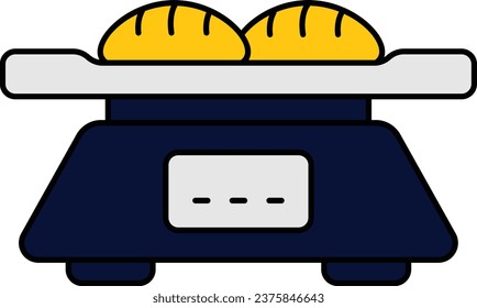 Measuring raw Dough weight concept, Kitchen Digital Grams and Ounces scale vector icon design, Bakery and Baked Goods symbol, Culinary and Kitchen Education sign, Recipe development stock illustration