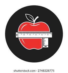 Measuring red apple with ruler