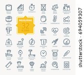 Measuring related web icon set - outline icon set, vector, thin line icons collection