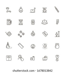 Measuring related web icon set - outline icon set, vector, thin line icons collection