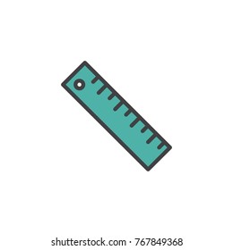 Measuring ruler filled outline icon, line vector sign, linear colorful pictogram isolated on white. Symbol, logo illustration. Pixel perfect vector graphics