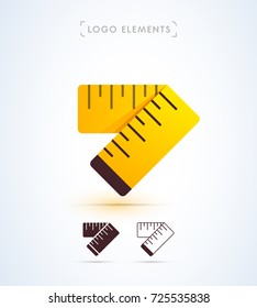 Measuring ruler icon collection. Logo elements