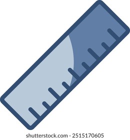 measuring ruler vector icon, transparent background. replaceable blue color design