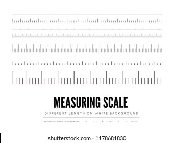 Measuring rulers of different scale, length and shape. Vector elements