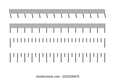 Measuring scale, 10 centimeters, cm chart, different markup for rulers. Vector illustration in flat style isolated on white background.