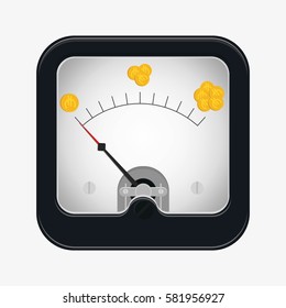 Measuring scale concept. Wealth meter. Flat vector stock illustration