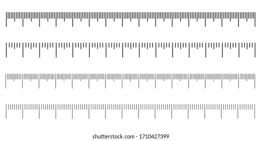 Measuring scale, marking for ruler, marks for tape measure,  thermometer scale. Vector illustration