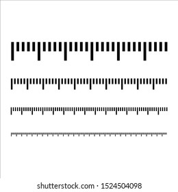 Measuring scale, marking for ruler, thermometer scale, marks for tape measure. Vector illustration