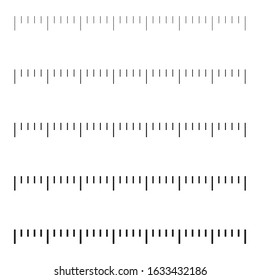 Measuring scale, markup for rulers. Black Vector illustration or template isolated on white background. Black scale for rulers. Different units of measurement