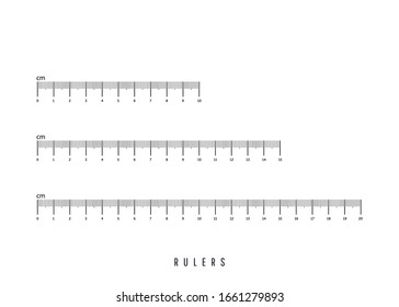 Measuring scale markup for rulers isolated on white background. Vector illustration.