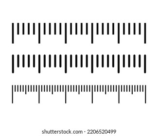 Measuring scale, markup for rulers. Vector black scale for rulers.