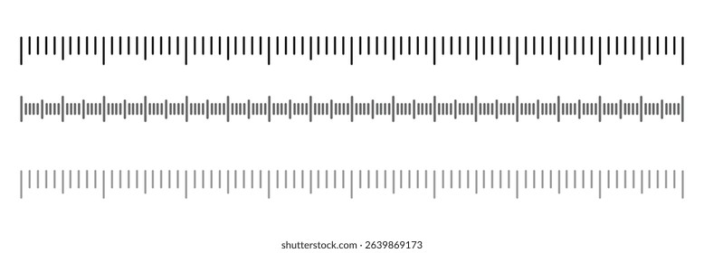 Measuring scale, markup for rulers vector illustration. Various measurement scales with divisions. Measuring tool. Blank measuring scale indicator . Vector Illustration . EPS 10 . 