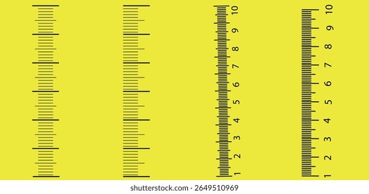 Measuring scale, markup for rulers vector illustration.Blank measuring scale indicator.Measuring scale, markup for rulers. Vector illustration.