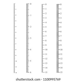 Measuring scale with numbers. Markup set for rulers. Measuring scale for the ruler. Vector illustration.