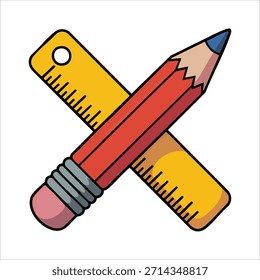 Messskala mit Bleistift, Vektorgrafik einzeln auf weißem Hintergrund