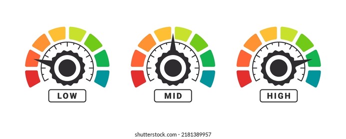 Measuring scale. Risk meter. Performance measurement. Indicates the emotional state.Vector illustration