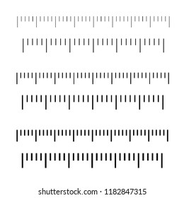 Measuring scale, for rulers. Vector illustration. Inch and metric rulers