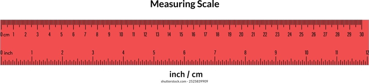 Matemática da cor vermelha do vetor da escala de medição